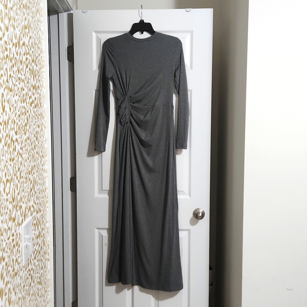 Long sleeve gray maxi dress